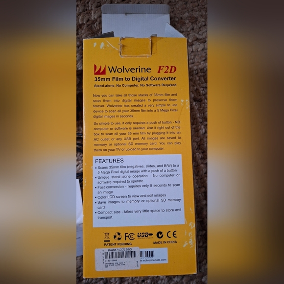 Wolverine F2D 35 mm film to digital converter new open box - Picture 6 of 7